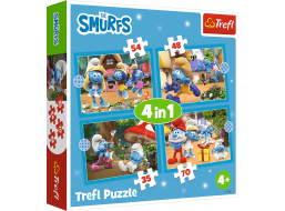 TREFL Puzzle Šmoulí vesnička 4v1 (35,48,54,70 dílků)