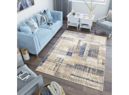 Kusový koberec ASTHANE Modern - bílý/tmavě modrý/hnědý