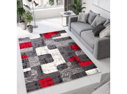 Kusový koberec TAPIS Retro - šedý/červený