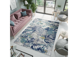 Moderní kusový koberec DENVER Tropical - šedý/modrý