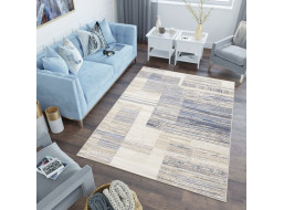 Kusový koberec ASTHANE Ply - bílý/tmavě modrý/hnědý