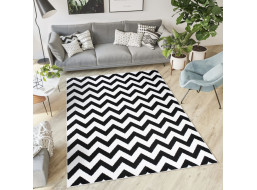 Kusový koberec TAPIS Cik cak - černý/bílý