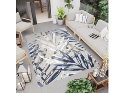 Kusový koberec AVENTURA Palm leaves - bílý/modrý