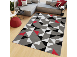 Kusový koberec MAYA Geometric - červený/šedý