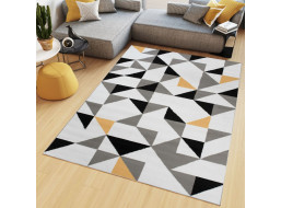 Kusový koberec MAYA Geometric - žlutý/bílý