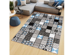 Kusový koberec MAYA Tiles - modrý/šedý