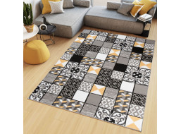 Kusový koberec MAYA Tiles - žlutý/šedý