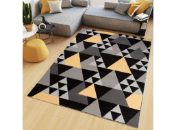 Kusový koberec MAYA Triangles - žlutý/šedý