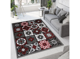 Kusový koberec BALI Tiles - tmavě šedý/červený