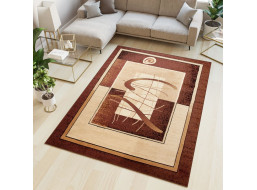 Kusový koberec ATLAS Abstract - hnědý/béžový