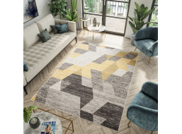 Kusový koberec FIESTA Geometric - žlutý/šedý