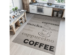 Sisalový PP koberec COFFEE - šedý/černý