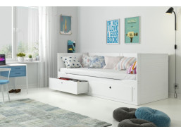 Dětská postel se šuplíky HERMES 200x80 cm - bílá - rozložitelná na 200x160 cm