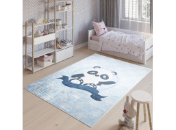 Dětský koberec EMMA - Medvídek panda - modrý