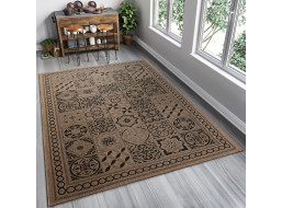 Sisalový PP koberec TILES - hnědý/černý