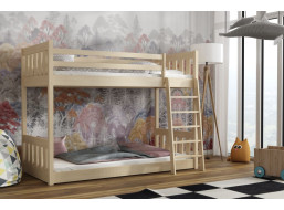Dětská patrová postel z masivu borovice ŠIMON s Montessori lůžkem - 200x80 cm - PŘÍRODNÍ BOROVICE