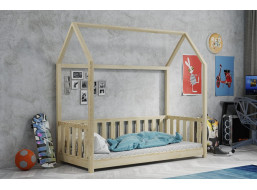Dětská domečková Montessori postel z masivu borovice PAVEL - 180x80 cm - PŘÍRODNÍ BOROVICE