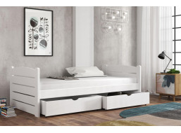 Dětská postel z masivu borovice URŠULA se šuplíky - 180x80 cm - BÍLÁ