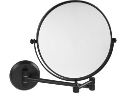 Sapho X-ROUND BLACK E kosmetické zrcátko závěsné, Ø 200mm, oboustranné, černá mat XR010B