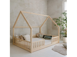 Dětská domečková Montessori postel z masivu borovice BIANCO DUO - 200x140 cm