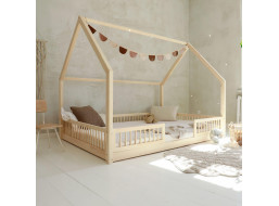 Dětská domečková Montessori postel z masivu borovice PIOLI DUO - 200x140 cm