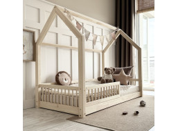 Dětská domečková Montessori postel z masivu borovice PIOLI - 160x80 cm