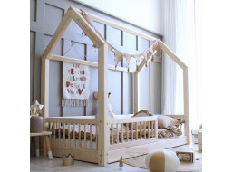 Dětská domečková Montessori postel z masivu borovice PIOLI - 200x90 cm