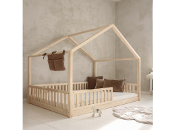 Dětská domečková Montessori postel z masivu borovice Bedhouse FENCE - 200x140 cm