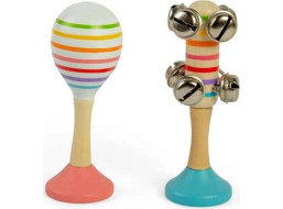 Bigjigs Toys Sada Rumba koule růžová a rolničky modré