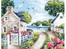 NORIMPEX Diamantové malování Domky u jezera 30x40cm