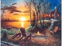 NORIMPEX Diamantové malování Dům u jezera 30x40cm