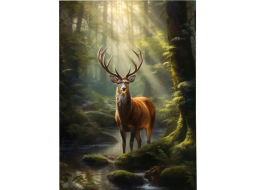 NORIMPEX Diamantové malování Jelen u lesního potoka 30x40cm