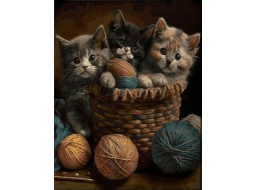 NORIMPEX Diamantové malování Koťata v košíku 30x40cm