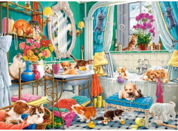 CASTORLAND Puzzle Bláznivá koupel domácích mazlíčků 100 dílků