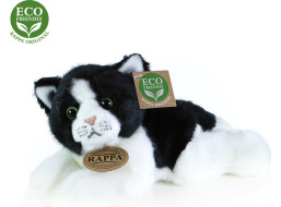Rappa Plyšová kočka bílo-černá ležící 16 cm ECO-FRIENDLY
