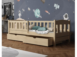 Dětská postel z masivu borovice BEN se šuplíky - 190x90 cm - PŘÍRODNÍ BOROVICE