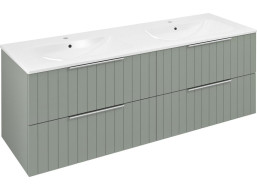 Sapho CIRASA umyvadlová skříňka s dvojumyvadlem 141x54x46cm, verde strip CR141-4444S-21