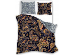Saténové povlečení NOBILE Ornaments - černé/modré - 160x200 cm