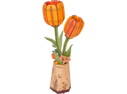 ROBOTIME Rowood 3D dřevěné puzzle Oranžové tulipány 76 dílků