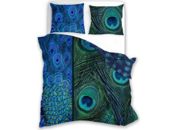 Saténové povlečení NOBILE Peacock - modré/zelené - 140x200 cm