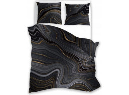 Saténové povlečení NOBILE MIneral - černé/zlaté - 140x200 cm
