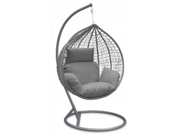 Závěsné houpací křeslo CLASSY - šedé + šedý polštář PRIMA
