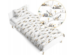 Dětské bavlněné povlečení 140x200 cm BABYMAM PREMIUM - Stavební stroje