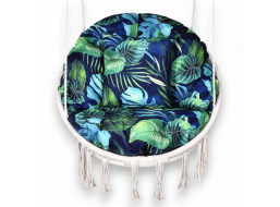 Voděodolný sedací MAXI polštář 100x15 cm do závěsného křesla - monstera/tmavě modrý