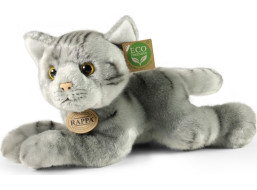 Rappa Plyšová kočka šedá ležící 30 cm ECO-FRIENDLY