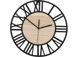 Nástěnné hodiny Loft kulaté 35 cm - kov/dřevo