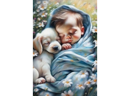 NORIMPEX Diamantové malování Miminko se štěňátkem 30x40cm