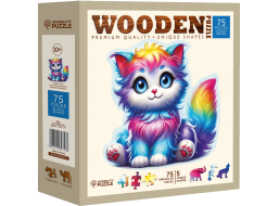 WOODEN CITY Dřevěné puzzle Barevné kotě 75 dílků