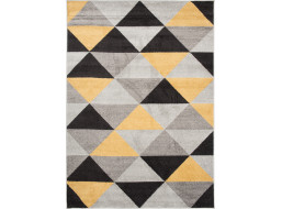 Kusový koberec AZUR trojúhelníky typ E - černý/šedý/žlutý