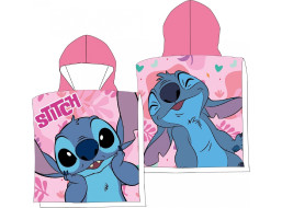 Dětská rychleschnoucí osuška s kapucí STITCH 50x100 cm - růžová